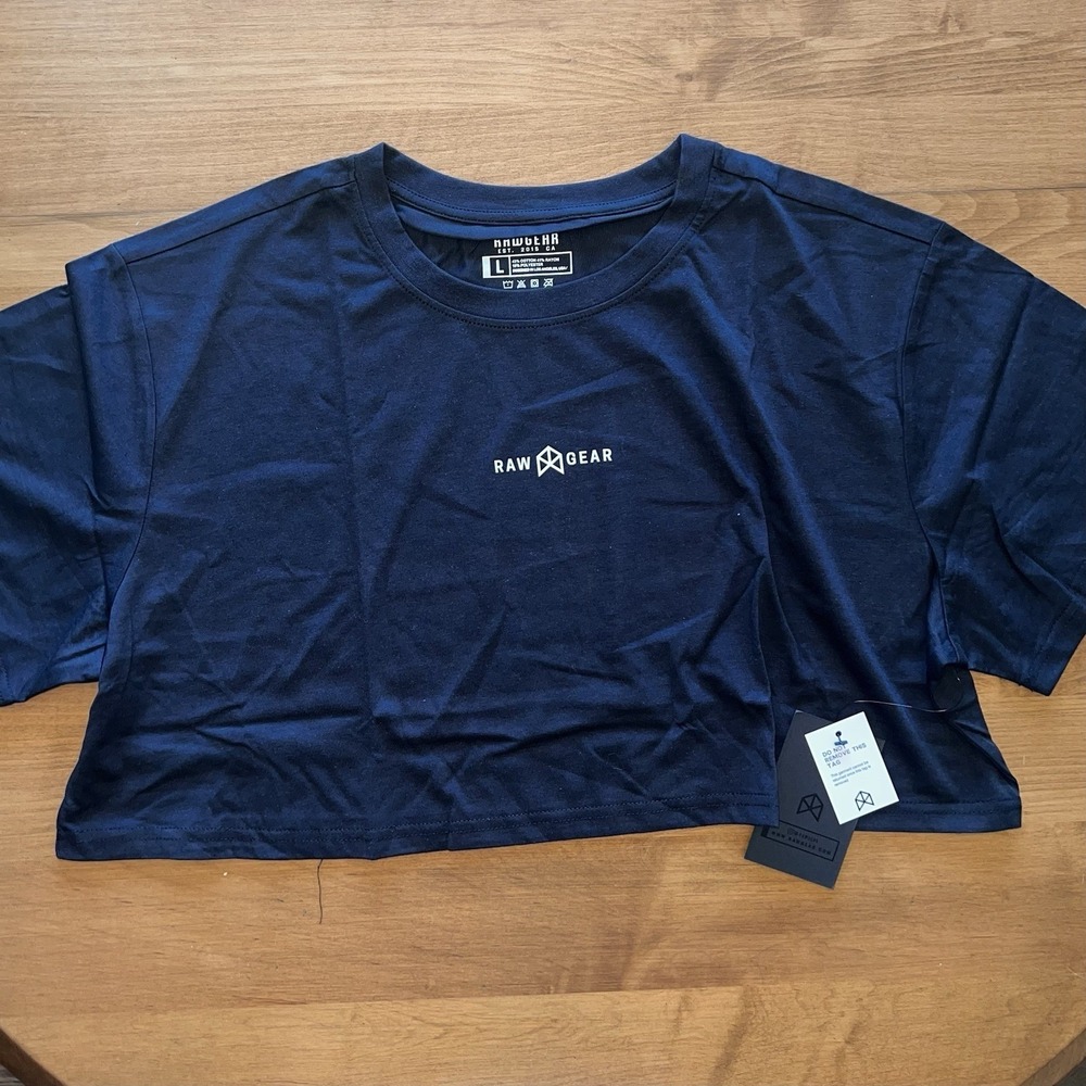 NEW Women's RawGear Black Cropped T-Shirt Size Large
